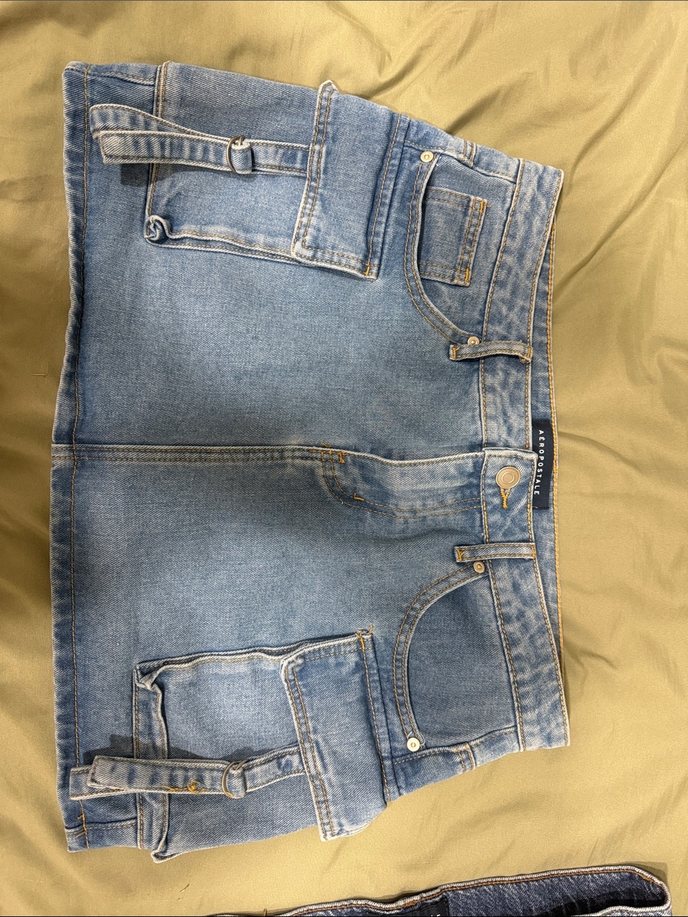 Aeropostale Light Blue Denim Mini Shorts with Utility Pockets